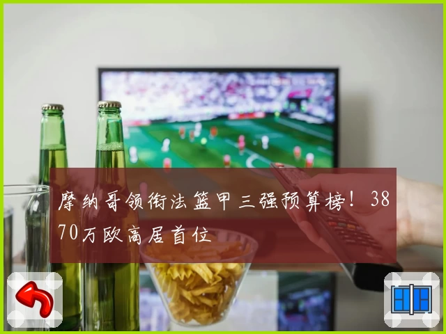 摩纳哥领衔法篮甲三强预算榜!3870万欧高居首位